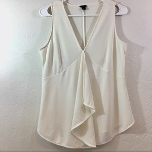 Ann Taylor Sleeveless Off White V-Neck Blouse Top